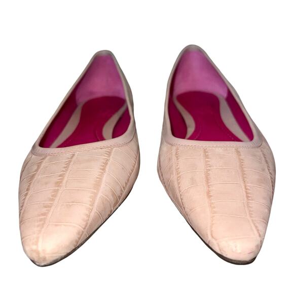 Ann Taylor Flats Leather Reptile Croc Blush Slip On Pointed Toe Shoes - Picture 2 of 10